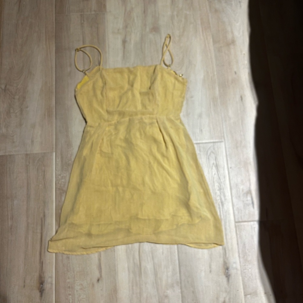 Yellow Striped Spaghetti Strap Mini Dress
